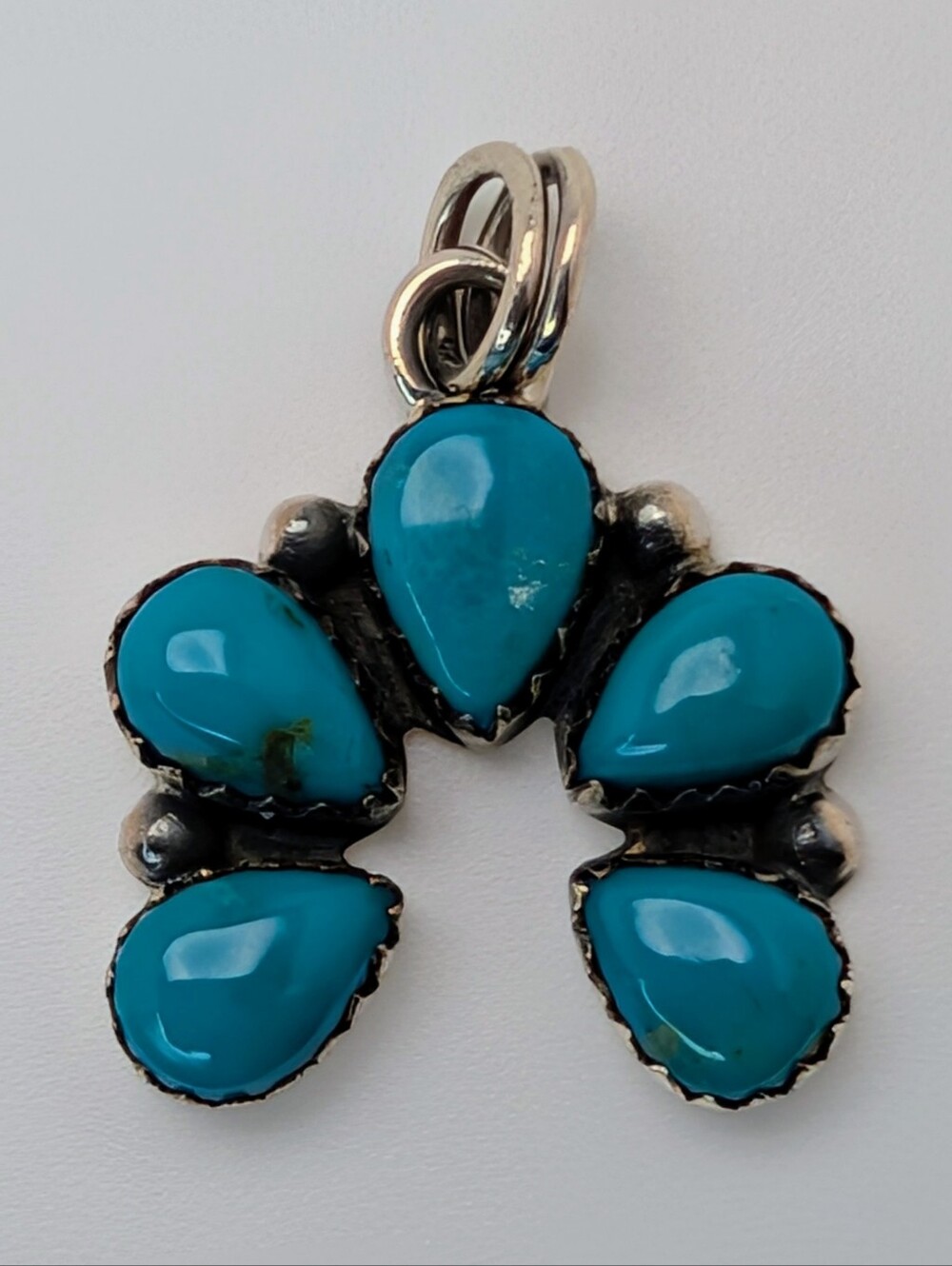 Kingman Turquoise Naja Pendant S925 Sterling Silver